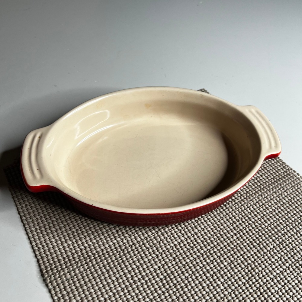 Le Creuset Red Stoneware Oval Au Gratin Baking Dish 10 inch 10.0.0 Cerise